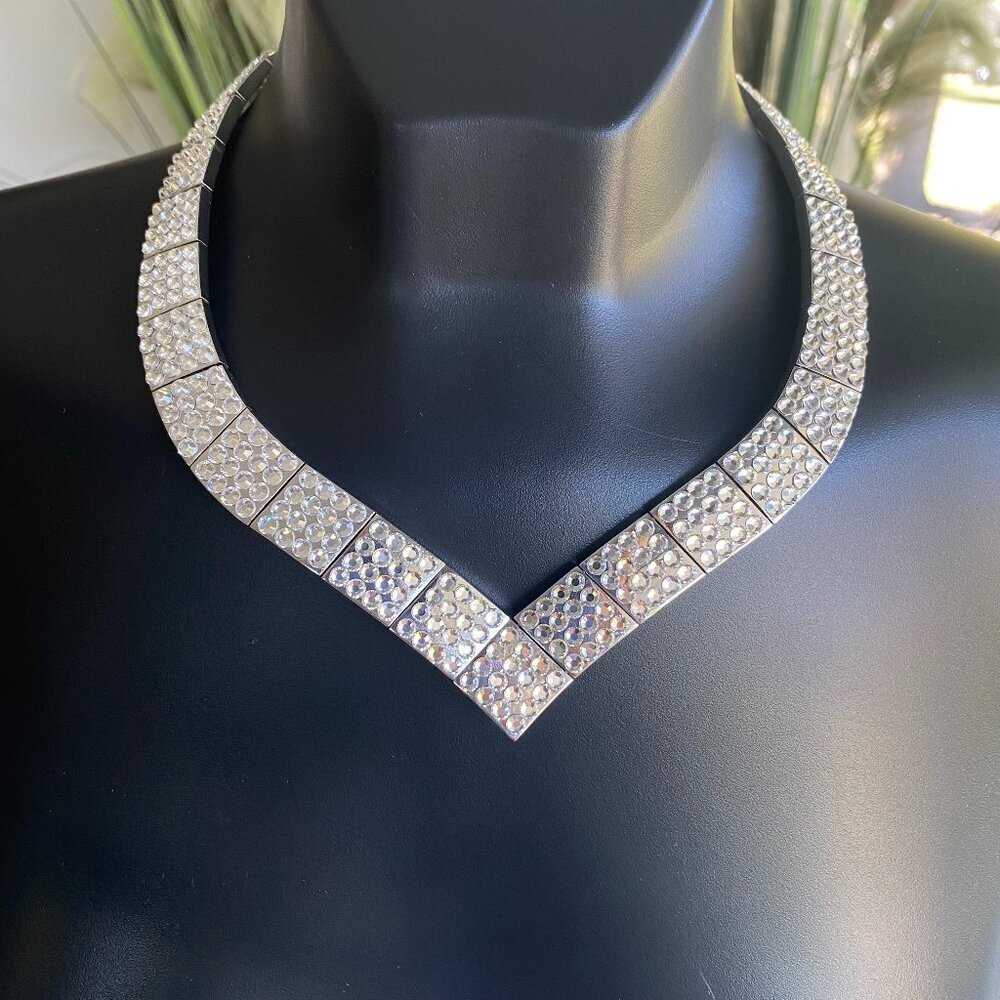 Butler Fifth Avenue Swarovski Crystal Statement Glam Choker Necklace